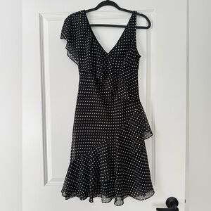 Chaps Black and White Asymmetrical Dress